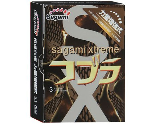 Суженные к основанию презервативы Sagami Xtreme Cobra - 3 шт.