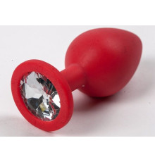 Красная силиконовая пробка с прозрачным кристаллом - 9,5 см.