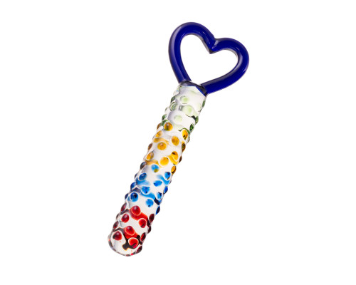 Стеклянный фаллос с ручкой-сердцем - 22,5 см.