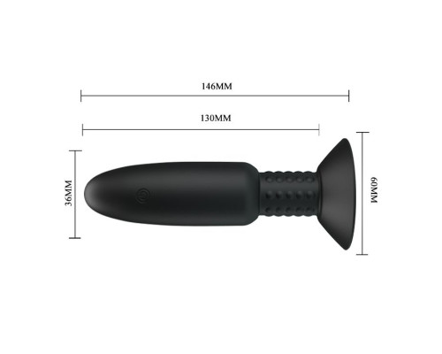 Черная анальная вибропробка с пультом ДУ и римминг-эффектом - 14,6 см.