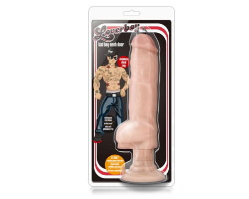 Телесный реалистичный вибратор Bad Boy Next Door с пирсингом - 33 см.