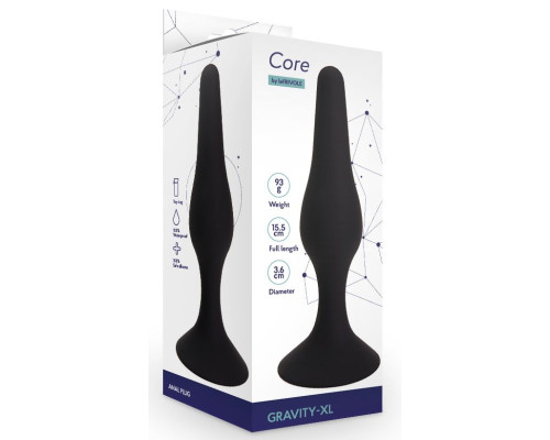 Черная анальная пробка Gravity - 15,5 см.