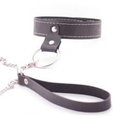 Узкий однослойный ошейник с поводком