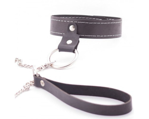 Узкий однослойный ошейник с поводком