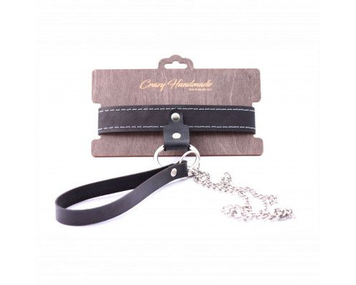 Узкий однослойный ошейник с поводком