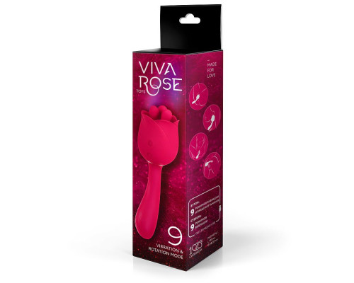 Малиновый вибратор-цветок с подвижными тычинками - 19,5 см.