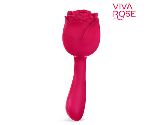 Малиновый двусторонний стимулятор с вибрацией и вакуум-волновой стимуляцией