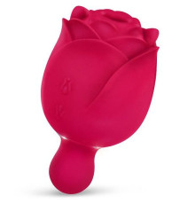 Малиновый вибростимулятор в форме бутона со стебельком