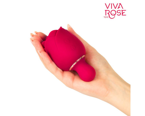 Малиновый вибростимулятор в форме бутона со стебельком