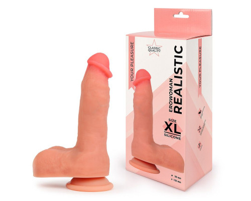 Телесный фаллоимитатор на присоске Erowoman Realistic