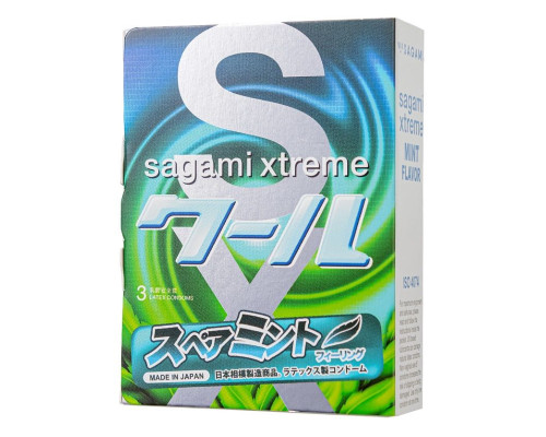 Презервативы Sagami Xtreme Mint с ароматом мяты - 3 шт.