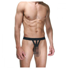 Мужские откровенные трусы из черных ремешков