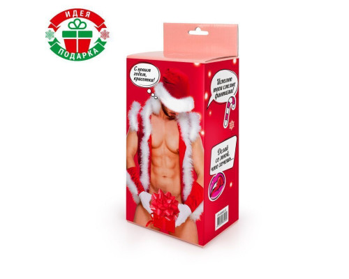Телесный фаллоимитатор в новогодней упаковке - 19 см.