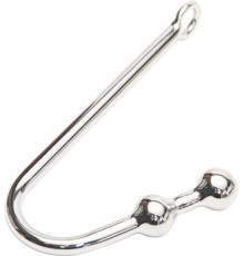 Серебристый анальный крюк с двумя шариками