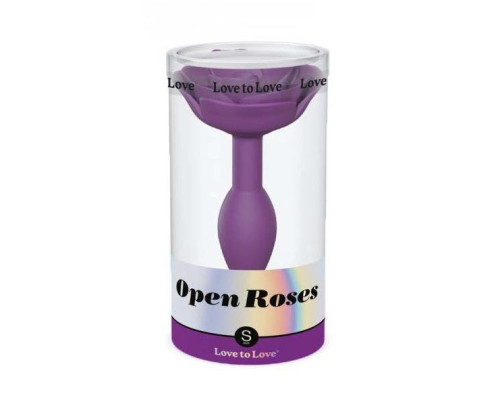 Фиолетовая анальная пробка с ограничителем-розой Open Rose Size S Butt Plug