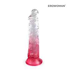 Красный гибкий фаллоимитатор на присоске - 20,5 см.