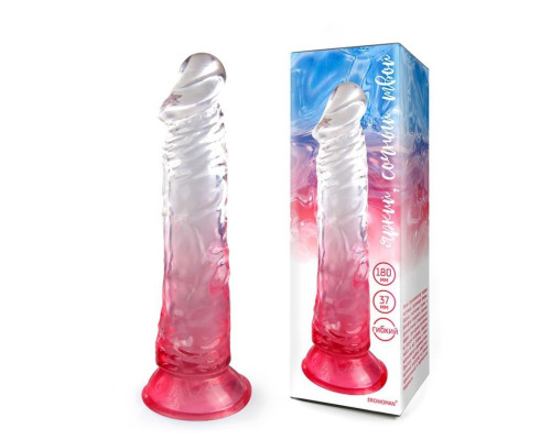 Красный гибкий фаллоимитатор на присоске - 20,5 см.