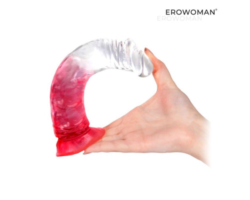 Красный гибкий фаллоимитатор на присоске - 20,5 см.