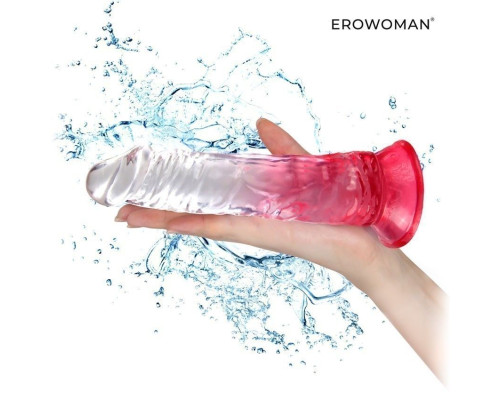 Красный гибкий фаллоимитатор на присоске - 20,5 см.