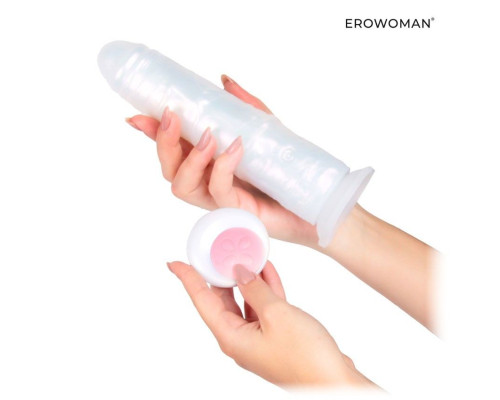 Белый вибратор-реалистик со световыми эффектами - 20,5 см.