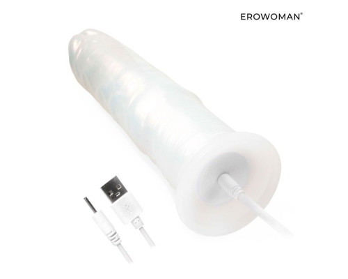 Белый вибратор-реалистик со световыми эффектами - 20,5 см.