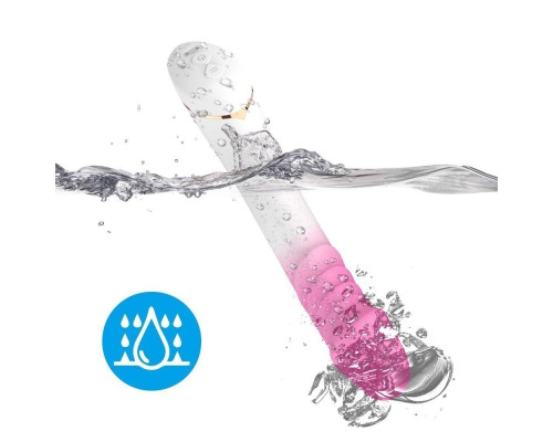 Бело-розовый вибромассажер с крупной головкой - 20,4 см.