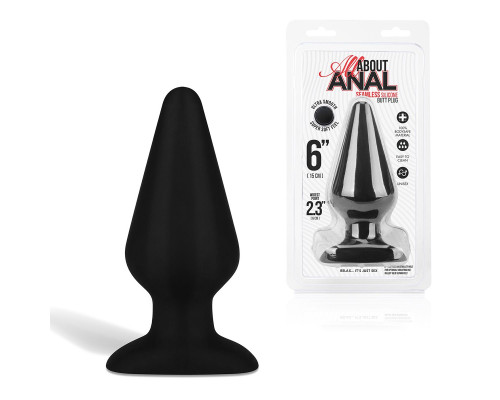 Черный плаг из силикона Seamless Silicone Butt Plug - 15 см.