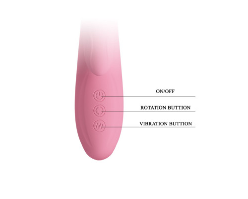 Розовый вибратор-кролик Gina с клиторальной щеточкой - 20,5 см.