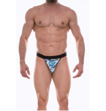 Мужские трусы-тонги с голубым принтом