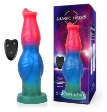 Цветной фантазийный вибратор с возвратно-поступательными движениями и ротацией - 26 см.