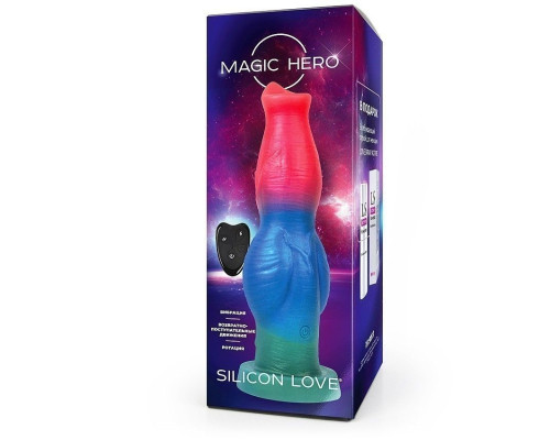 Цветной фантазийный вибратор с возвратно-поступательными движениями и ротацией - 26 см.