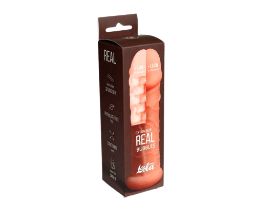 Телесный фаллоудлинитель Extra Size Bubbles - 15,5 см.
