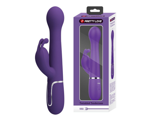 Фиолетовый вибратор-кролик Dejon с ротацией бусин и возвратно-поступательными движениями - 22,6 см.