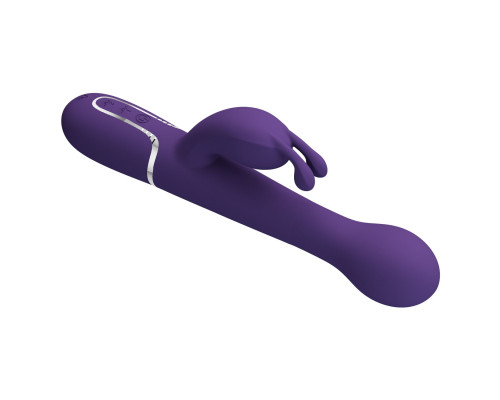 Фиолетовый вибратор-кролик Dejon с ротацией бусин и возвратно-поступательными движениями - 22,6 см.