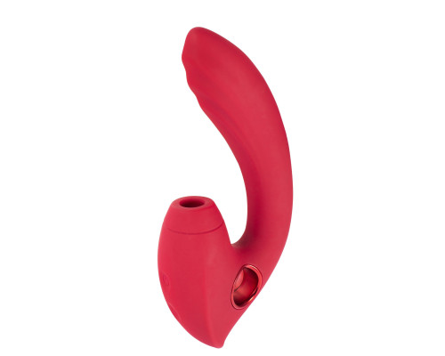 Красный вибратор с вакуум-волновым стимулятором клитора Grace