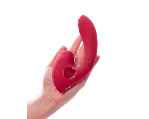 Красный вибратор с вакуум-волновым стимулятором клитора Grace