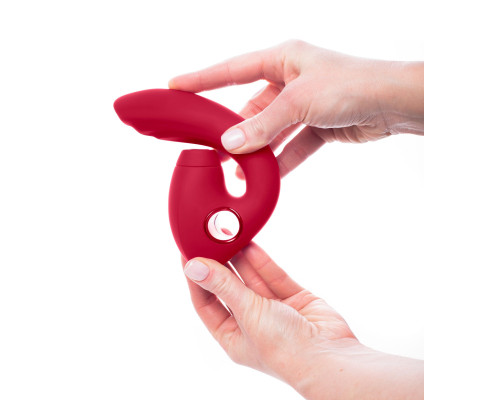 Красный вибратор с вакуум-волновым стимулятором клитора Grace