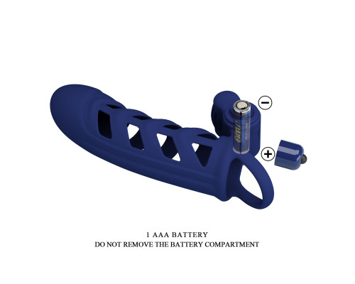 Синяя насадка на пенис Powerful Ring - 18,8 см.