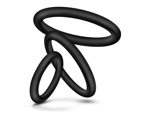 Набор из 3 черных эрекционных колец Cock Ring Set