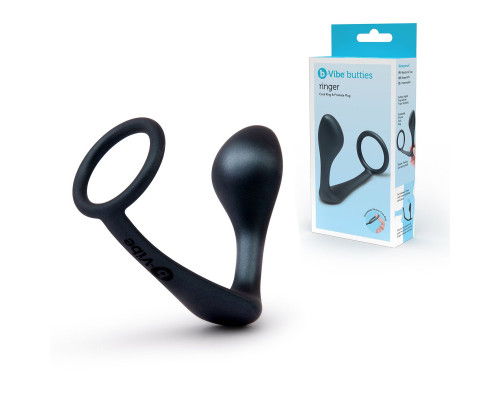 Черное эрекционное кольцо со стимулятором простаты Ringer Cock Ring   Plug
