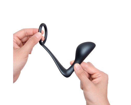 Черное эрекционное кольцо со стимулятором простаты Ringer Cock Ring   Plug