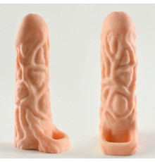 Телесная насадка-удлинитель Okoto с богатым рельефом поверхности - 16 см.