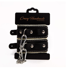 Черные скругленные наручники с мягкой бежевой подкладкой