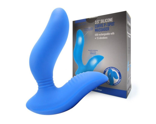 Синий вибромассажер простаты 3,5’’ Curve P-spot Massager - 12 см.