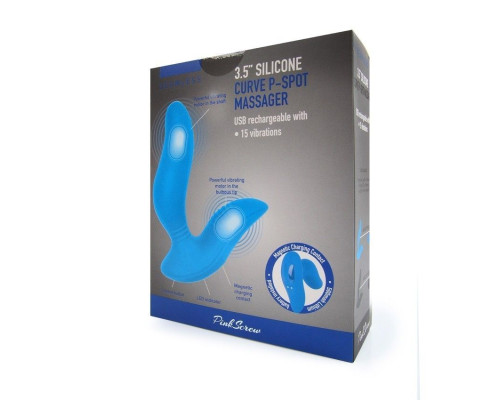 Синий вибромассажер простаты 3,5’’ Curve P-spot Massager - 12 см.