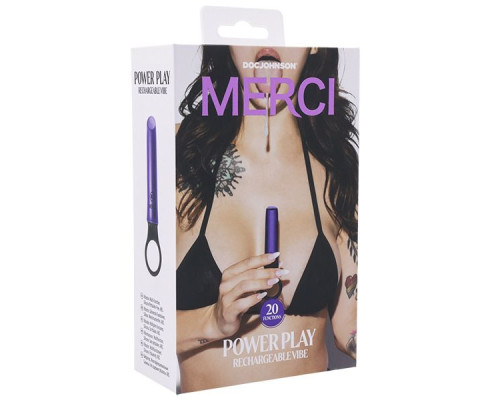 Мини-вибратор Merci Power Play со скошенным кончиком - 13,3 см.