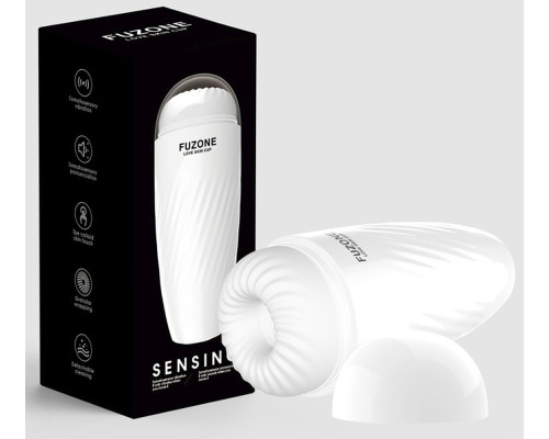 Белый мастурбатор с вибрацией в колбе Fuzone