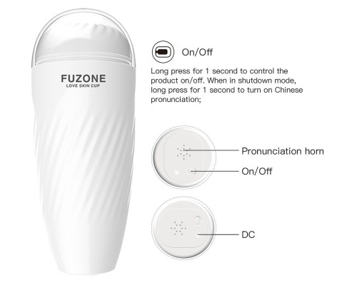 Белый мастурбатор с вибрацией в колбе Fuzone