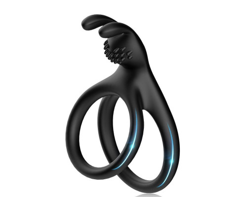Черное эрекционное кольцо с подхватом мошонки