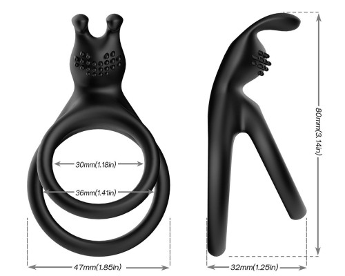 Черное эрекционное кольцо с подхватом мошонки